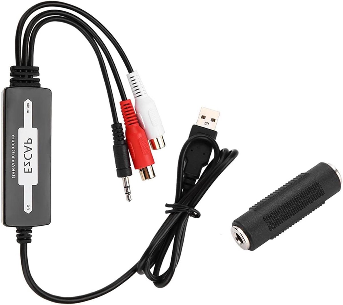Audio Opname Adapter - Cassette Converter MP3 - Muziek Digitaliseren - Geen Externe Voeding - 100 cm - Zwart
