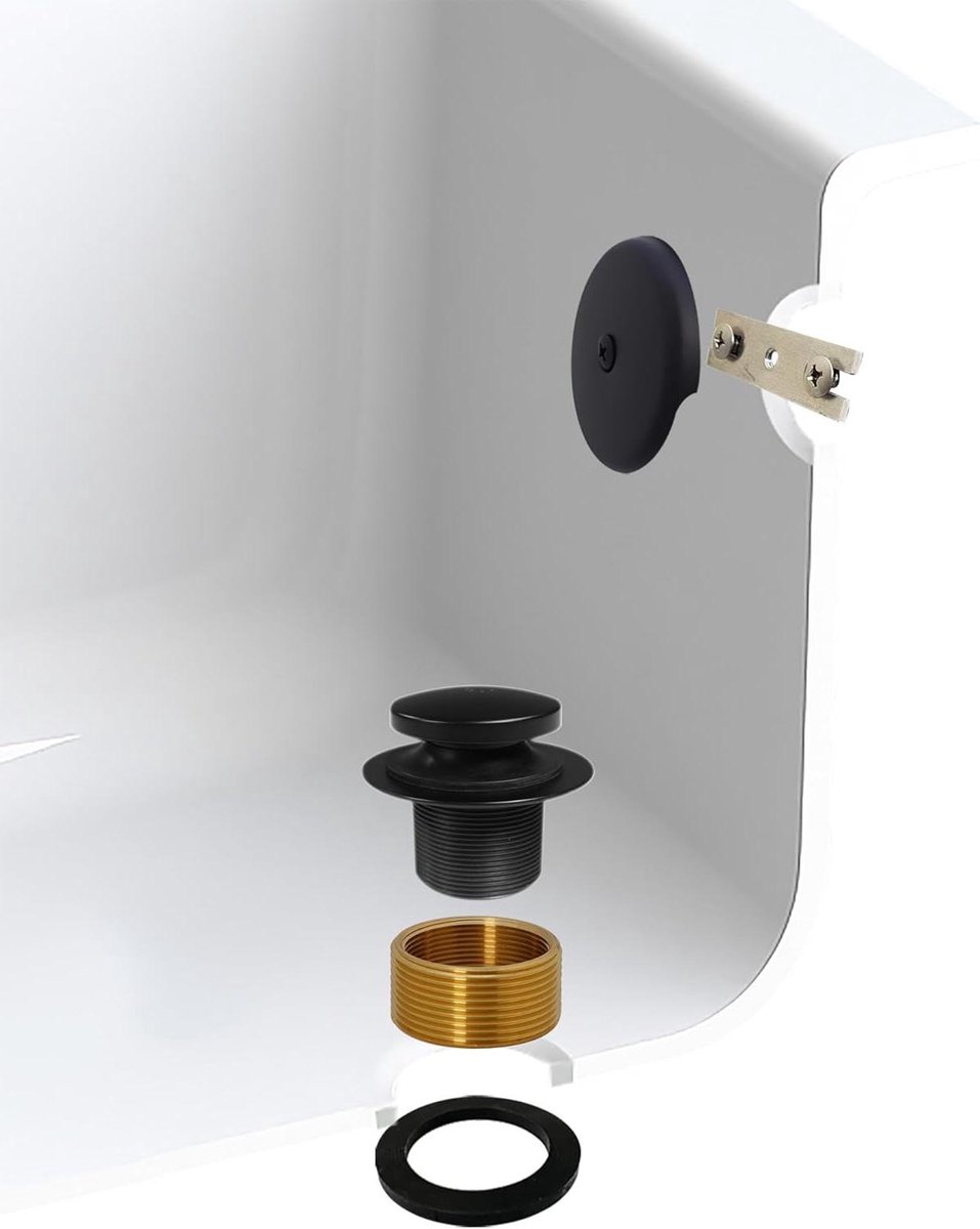 Bad Afvoerplug Trim Set - Badstop Kit - Badkamer Reparatie - Universele Pasvorm - 1-3/8 inch - Mat Zwart