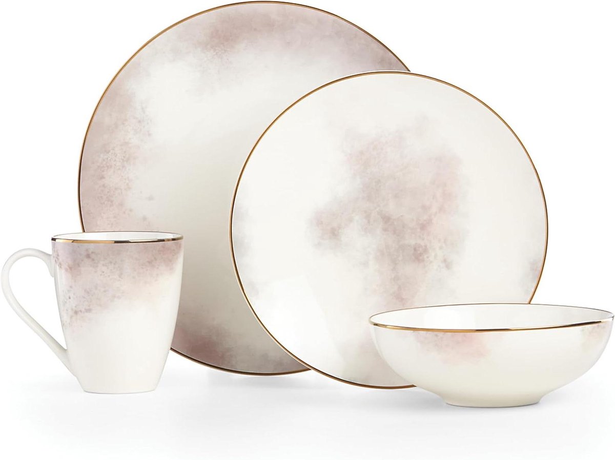 Salaria Plaat - Dinerset Wit - Eten Serveren - Splinterbestendig Porselein - 4-delig - Wit