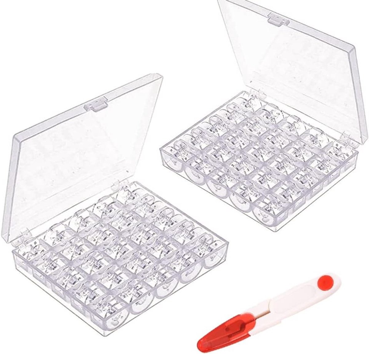 50 Stuks Kleurige Naaispoelen met Transparante Opbergdoos, Ideaal voor Naaiaccessoires en Creatieve Projecten, 0.5 cm Dikte