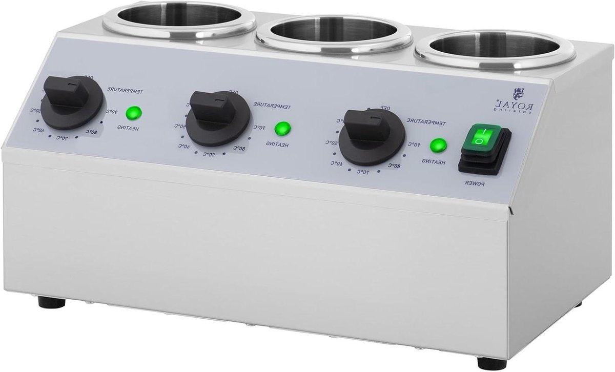 Sauswarmer 3 Flessen - Chocolade Warmer Saus Dispenser - Saus Warm Houden - Temperatuur Instelbaar - 3 x 1 Liter