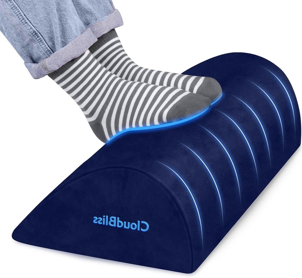 Voetsteun Bureau - Voetenkruk Kantoor - Comfortabel Zitten - Ergonomisch Traagschuim - 40 x 26 x 12 cm - Blauw