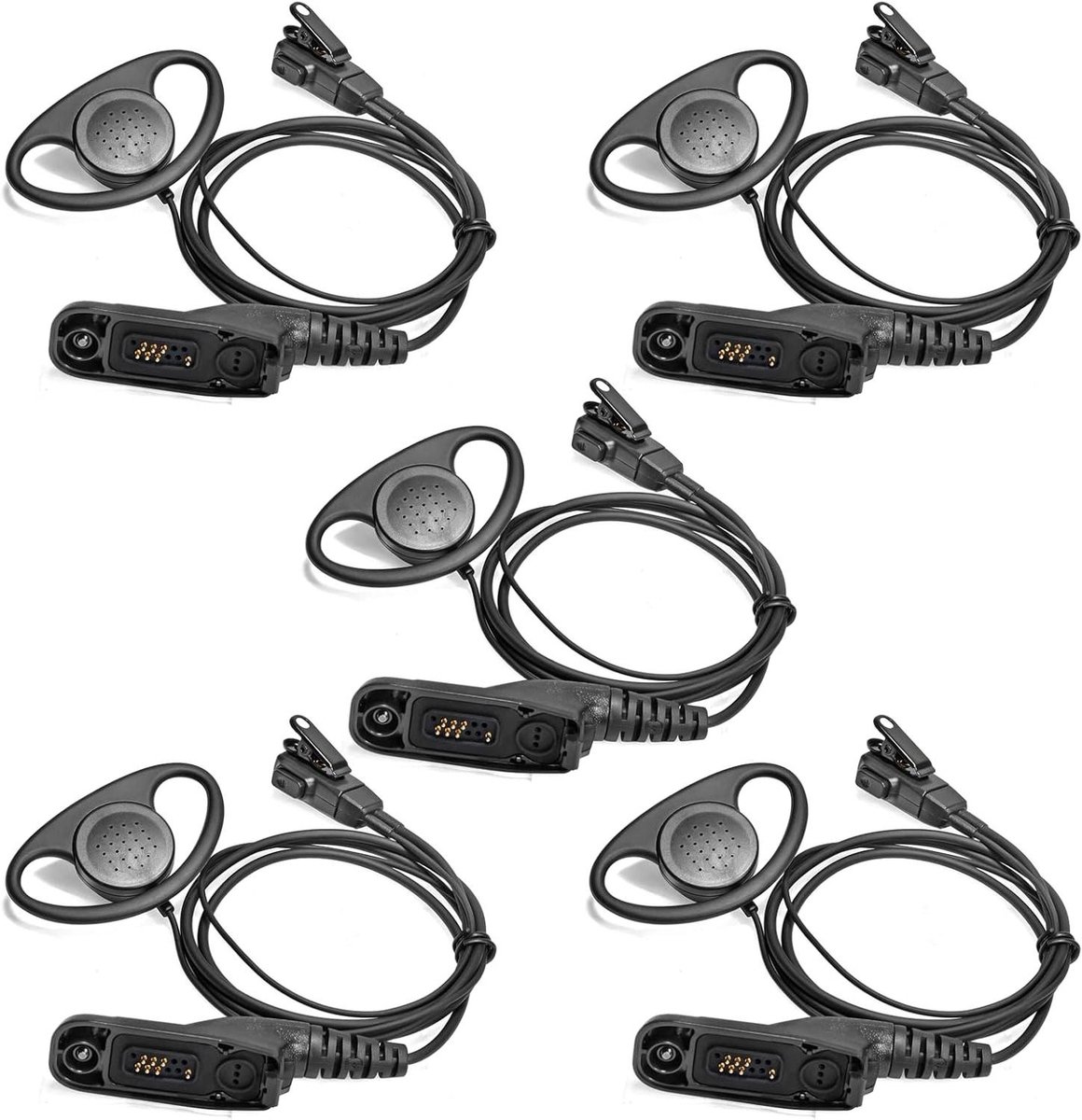 D-vorm Oortje - Headset Microfoon - Communicatie Radio - Zachte Rubber - 5 stuks - Zwart