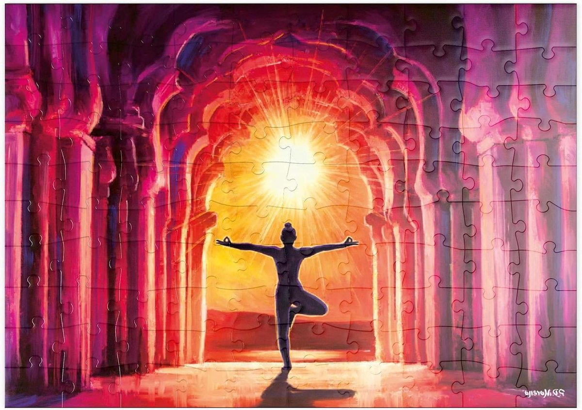 Legpuzzel Yoga Zonsopgang - Puzzelstukjes Legspel - Ontspannen Tijdverdrijf - Hoge Resolutie Print - 100 Stukjes - Kleurrijk