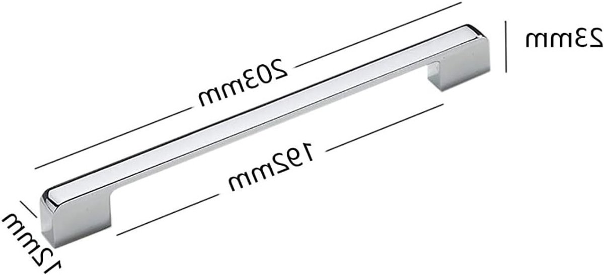Verchroomde T-bar Deurknop voor Keukenkastjes - 192mm Gaatjesafstand, Modern Design, Meubelaccessoire