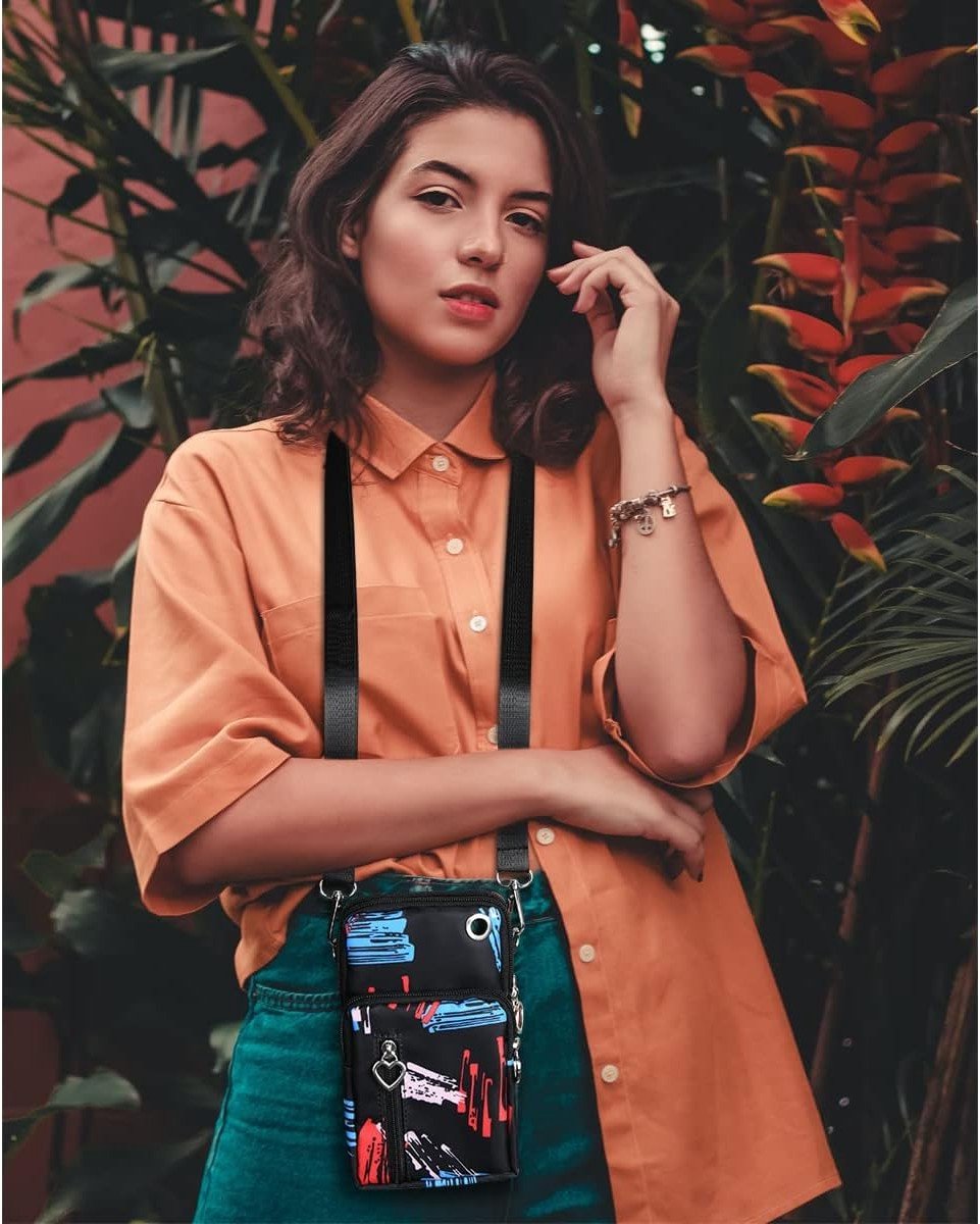 Draagbare Schoudertas voor Mobiele Telefoon met Hoofdtelefoonaansluiting - Mini Crossbody Tas voor Smartphones tot 7 Inch, Ideaal voor Reizen en Dagelijks Gebruik