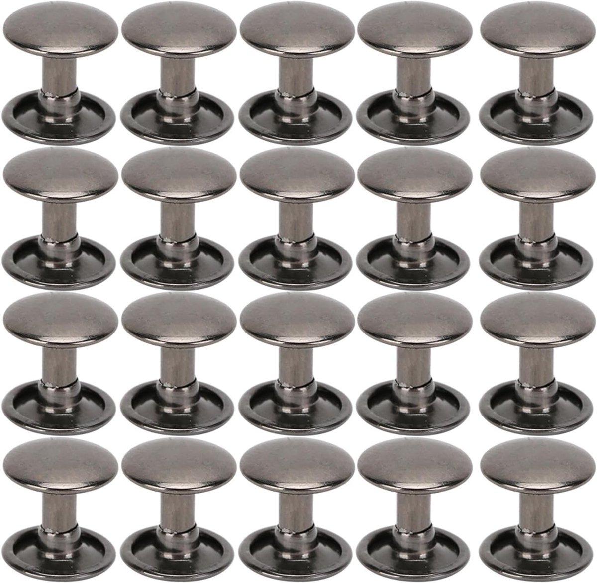 200 Sets Dubbele Klinknagels voor Leer, Ronde Studs en Metalen Knopen voor Schoenen, Tassen en Kleding - 10x10mm (Zwart)
