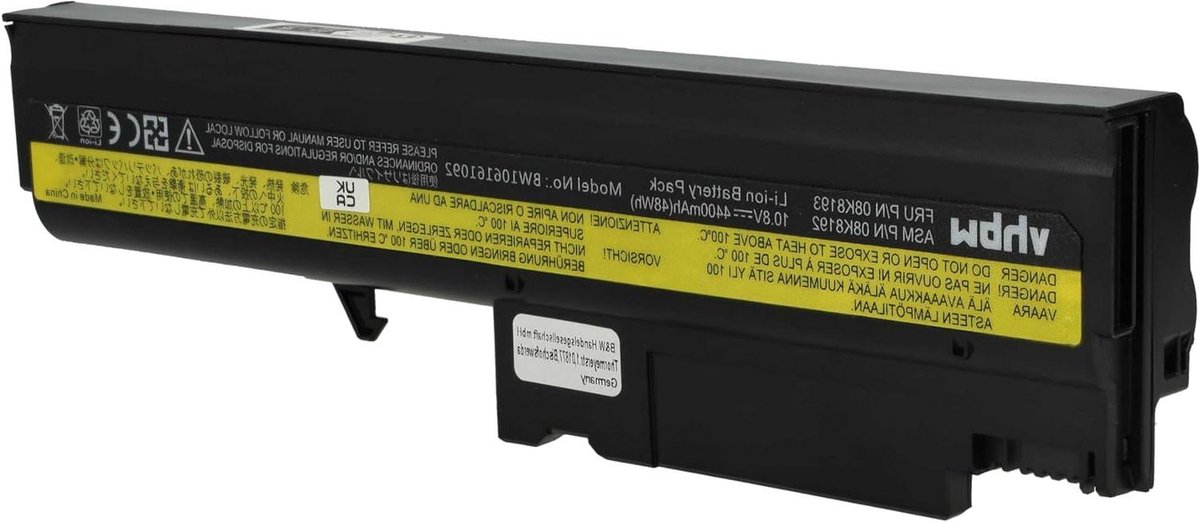 Laptop Accu - Reservebatterij Notebook - Laptop Gebruik Verlengen - Lithium-ion Technologie - 4400mAh 10.8V - Zwart