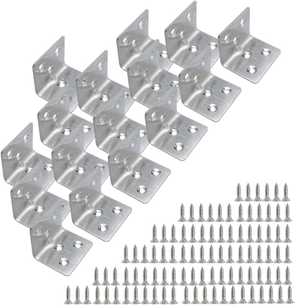Hoekverbinder Metaal - Hoekbeugel Planksteun - Meubels Versterken - Roestvrij Staal - 30x30mm 16 Stuks - Zilverkleurig