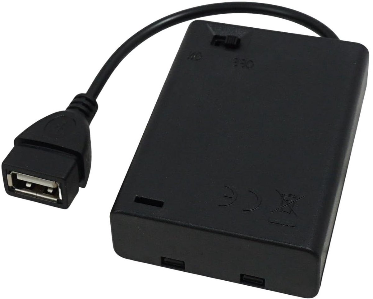 Batterijhouder met Timer - Batterijbox USB - LED Verlichting Voeden - Ingebouwde Aan/Uit Schakelaar