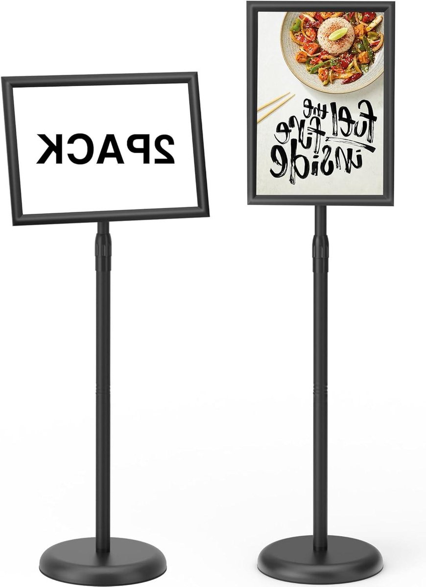 Poster Stand - Sign Holder - Winkel Displays - Verstelbare Hoogte - 8.5 x 11 inch - Zwart