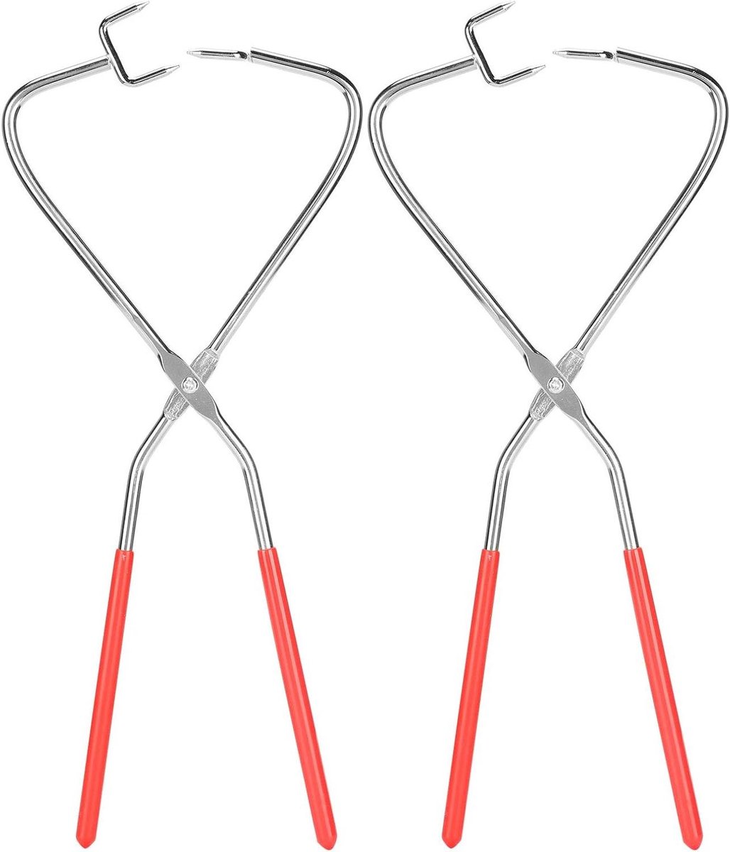 Dompeltangen Aardewerk - Glazuurtangen Keramiek - Glazuur Aanbrengen - 360 Graden Grip - 2 stuks - Zilver Rood