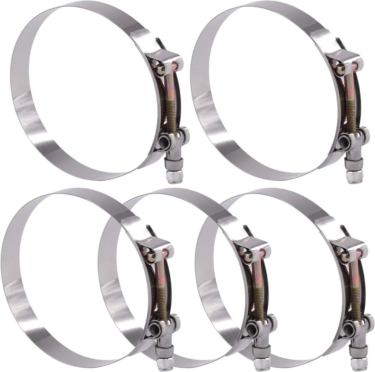 RVS T-Bolt Slangklemmen 5 Stuks 108-116mm voor Turbo Inlaat en Intercooler Slangen, Duurzaam en Roestvrij