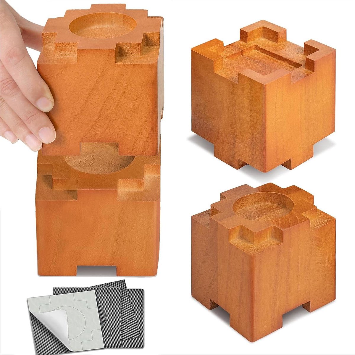 Houten bedverhogers - Meubelverhogers bank stoel - Meubels hoger maken - Antislip rubberen pad - 89 cm hoog - Bruin