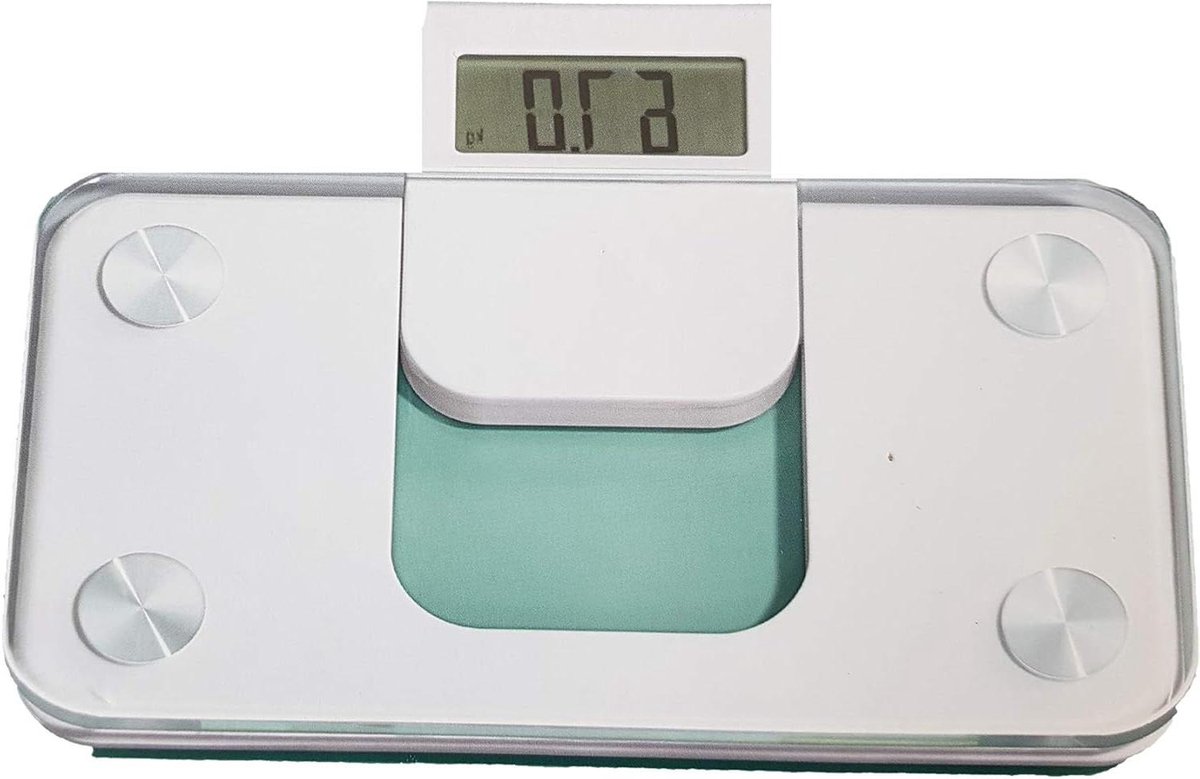 Compacte Personenweegschaal - Mini Weegschaal Badkamer - Gewicht Meten - Uittrekbaar Display - Max 150 kg - Wit