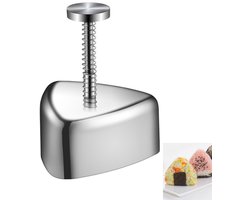 Roestvrijstalen Rijstbalvorm - Sushi-vorm - Driehoekige Sushi-pers - geschikt voor het maken van Spam musubi en bentoboxen, en voor algemeen dagelijks thuisgebruik - zilver - 9.5×7.5×3.5cm