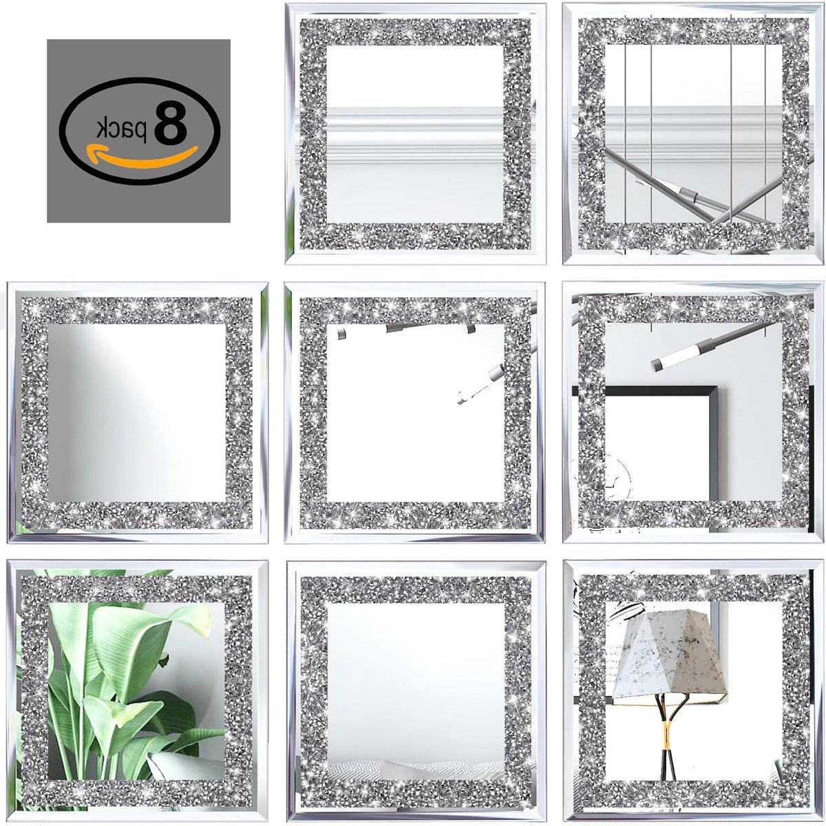 Spiegeltegels Vierkant - Wanddecoratie Glas - DIY Projecten - Eenvoudige Montage - 8 Stuks - Zilver