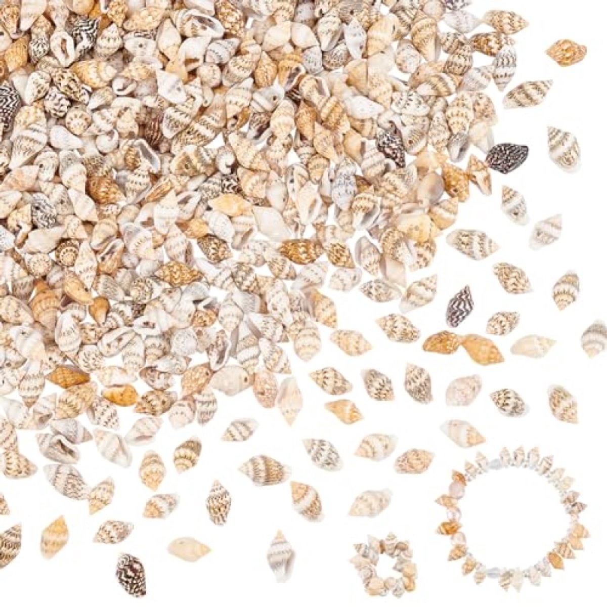 540 stuks natuurlijke schelpkralen - Voorgeboorde miniatuur schelpen voor sieraden en creatieve projecten