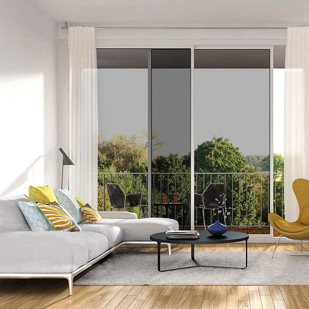 Raamfolie Privacy - Spiegel folie Zonwering - Bescherming Hitte - Zonder Lijm - 50x600cm -