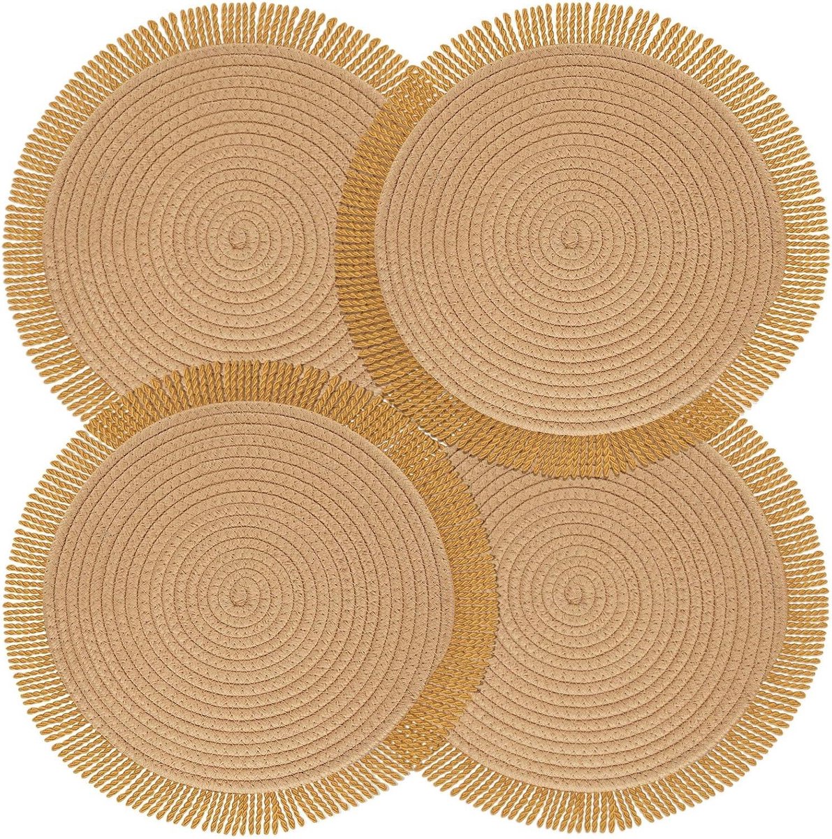 Ronde Placemats - Tafelonderleggers - Bescherming Tafel - Hittebestendig - 30 cm Set 4 - Bruin