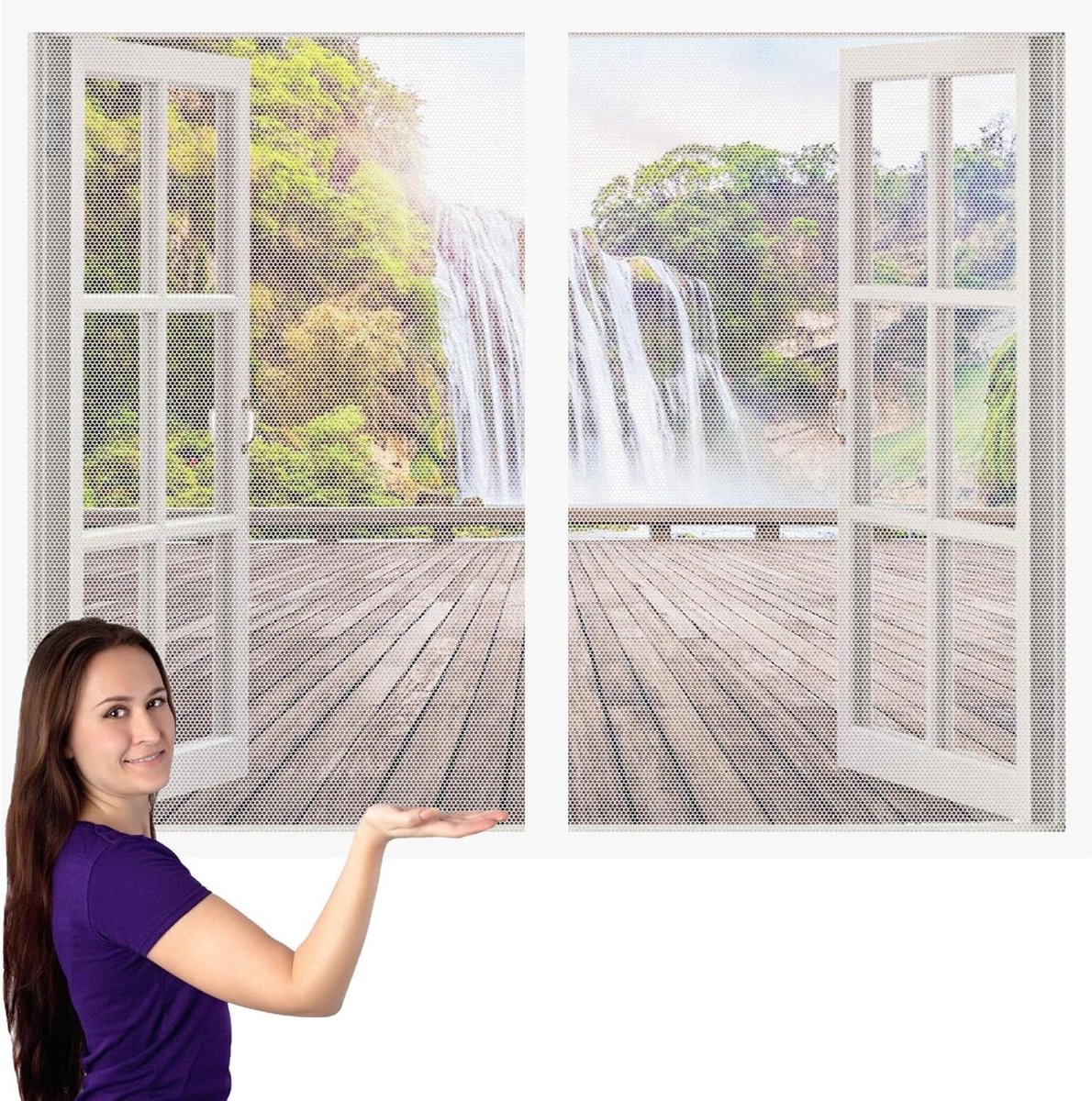 Magnetisch Hor - Insectengaas Scherm - Raam Afsluiten - Zonder Boren - 128x161 cm - Wit