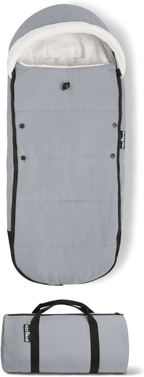 Voetenzak Kinderwagen - Babyzak - Warm Houden - Sherpa Voering - Inclusief Draagtas - Stone