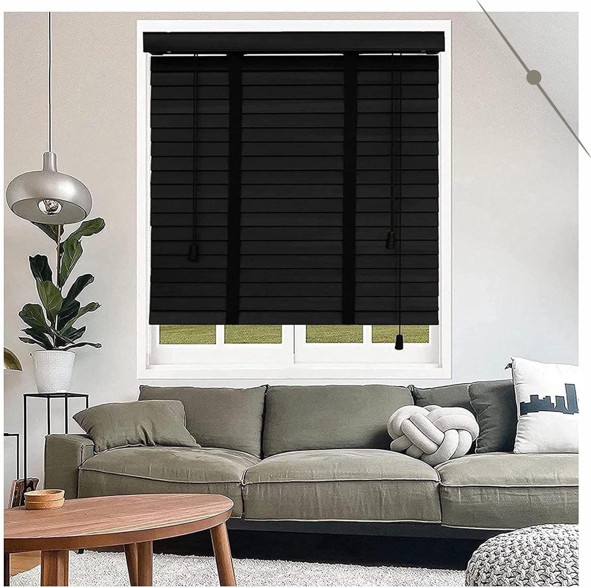 Houten Jaloezieën - Houten Blinds - Raambekleding - 50mm Lamellen - 120x150cm - Zwart