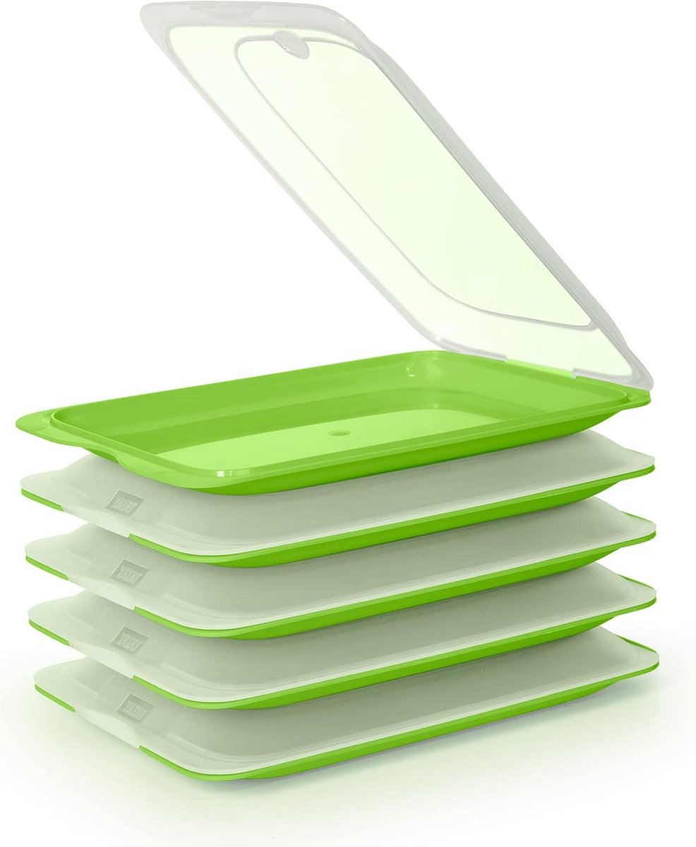Vershoudbakje Vleeswaren - Kaasdoos Koelkast - Voedsel Bewaren - Met Fresh System - 17 x 3.2 x 25.2 cm - Groen