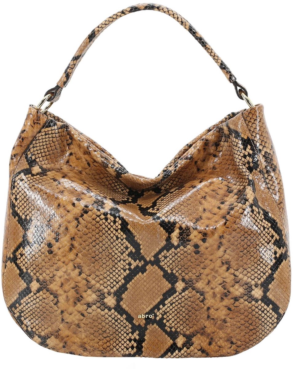 abro Leren schoudertas Leather Python Hobo Bag Mia Cuoio Lichtbruin