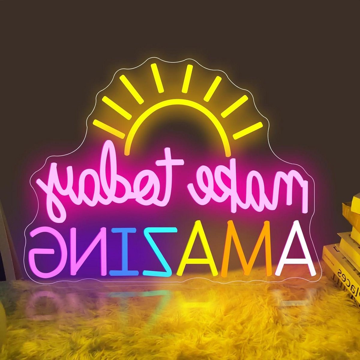 Neon Tekst Licht - LED Sfeerverlichting - Positieve Sfeer - Regenboog Kleuren - 42x30cm
