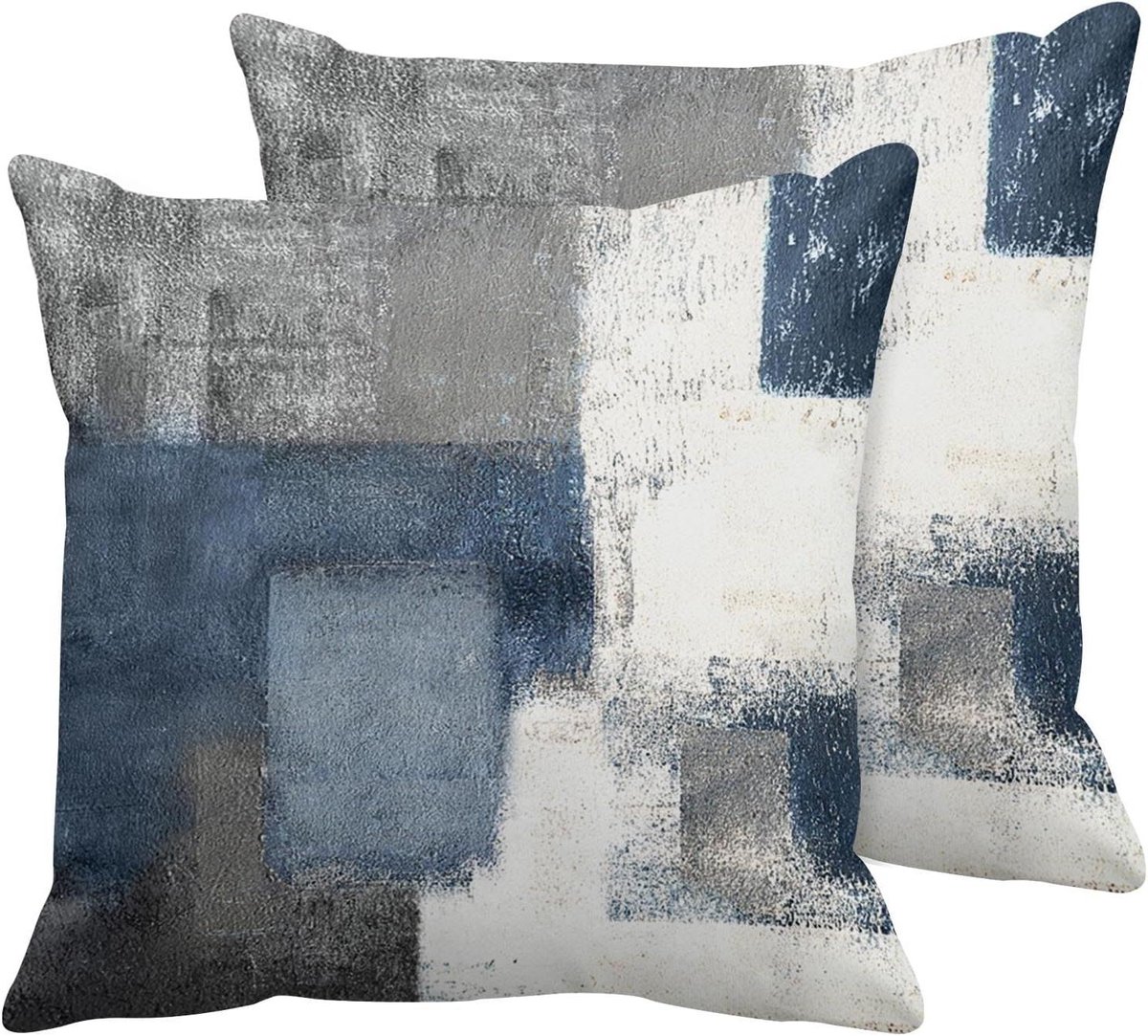 Emvency Set van 2 Decoratieve Gooi Kussenslopen Blauw en Grijs Abstracte Kunst Schilderij Moderne Dubbelzijdige Home Vierkante Decor Kussensloop Cover Kussen Sofa 18 "X 18" Kussenslopen