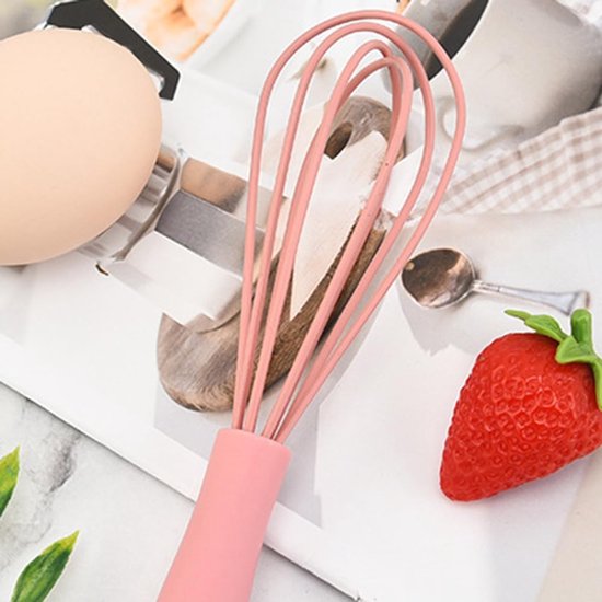 VALINK Silicone Whisk, Egg Whisk, Silicone Balloon Whisk Small Silicone Whisk Egg Stirrer for Mixing Cooking Baking Hot Chocolate Grey — afbeelding 2