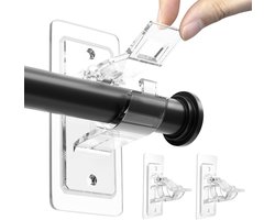 Set of 4 self-adhesive curtain rail holders without drilling, adjustable, nail-free curtain hook made of PET for bathroom and living room，6*12 cm