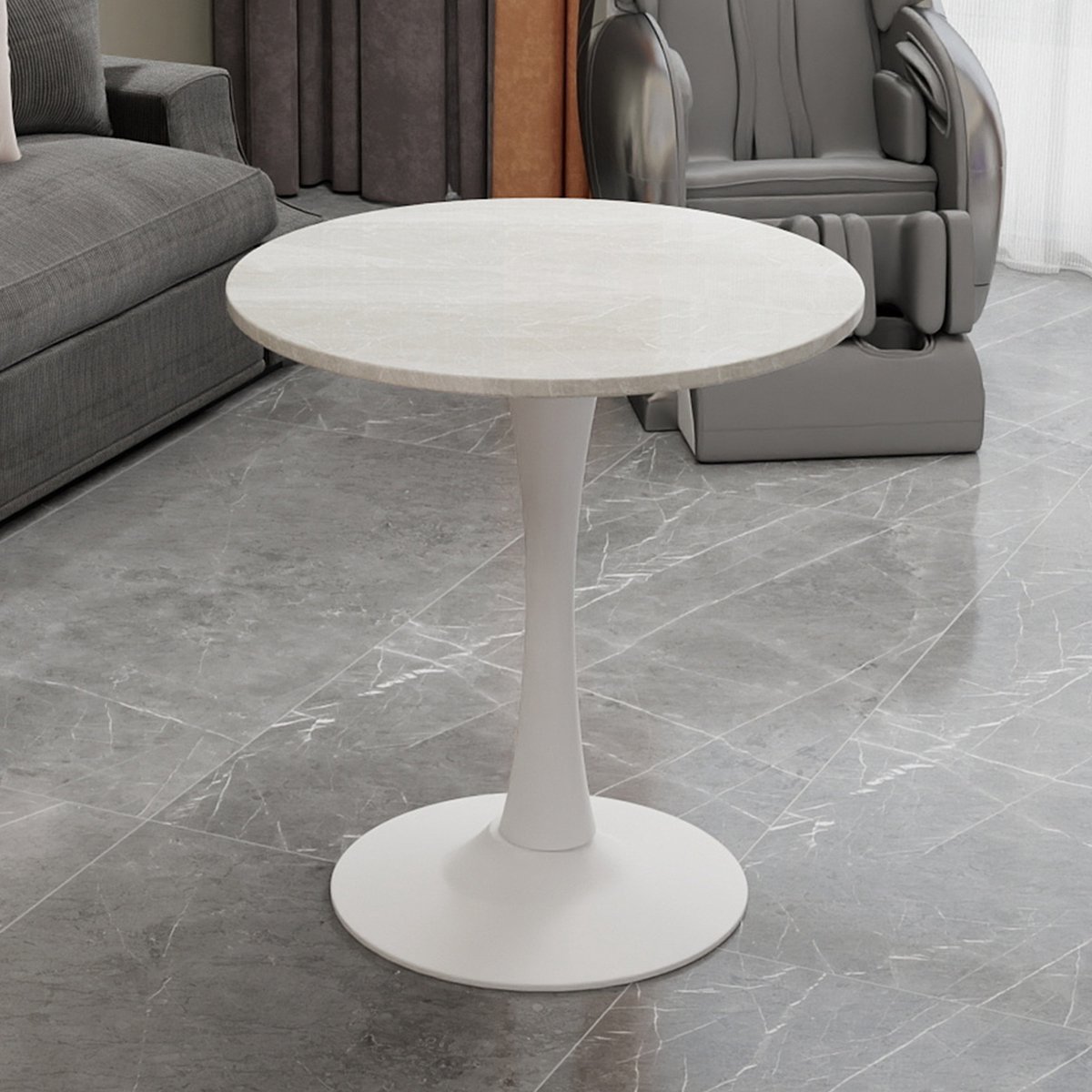 Wishdor - Ronde Bijzettafel - Strakke Lijnen En Hoge Poten - Moderne Stijl - Voor Woonkame