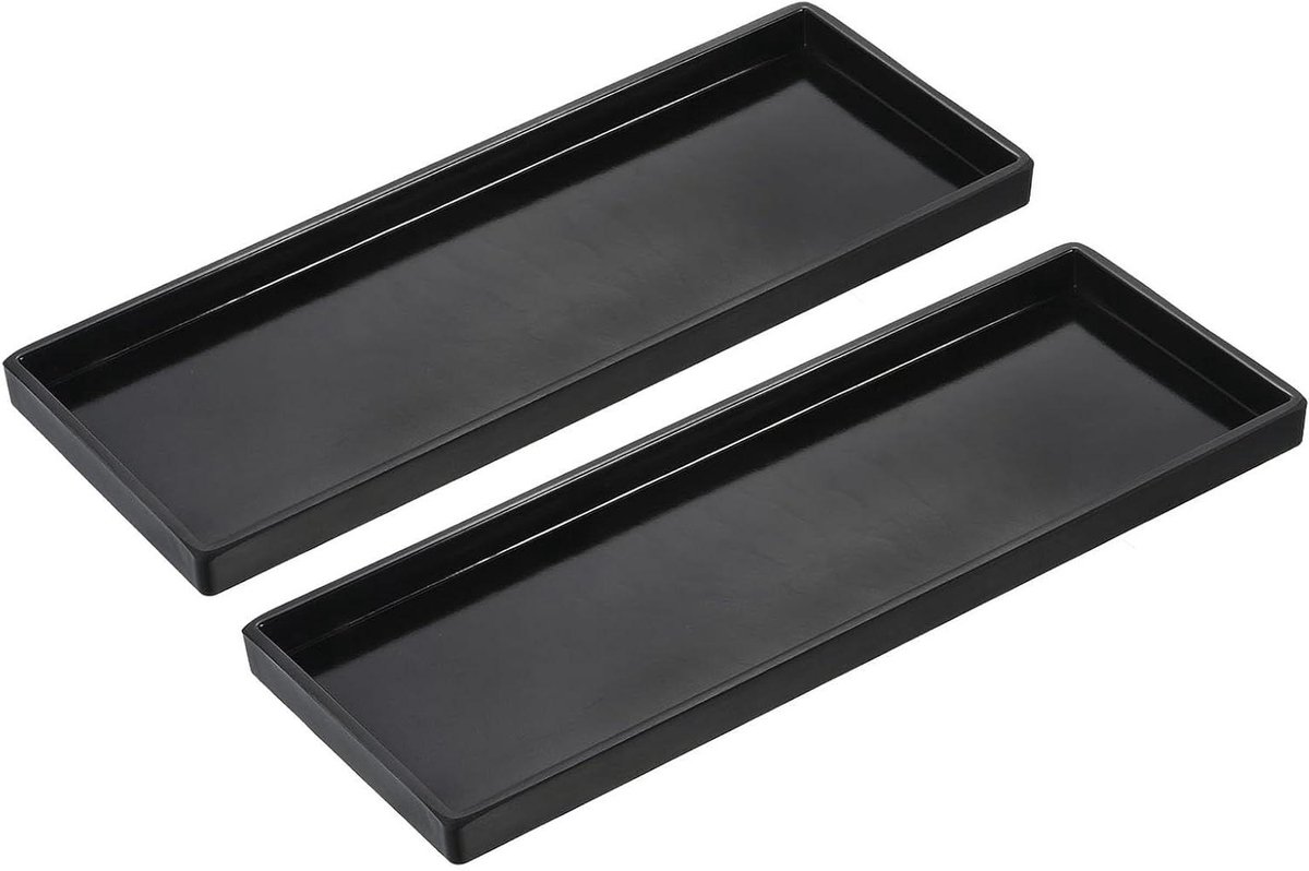 Fast Food Tray - Rectangular Tray - Serving Food - Reusable Plastic - 13 x 5 inch - Black