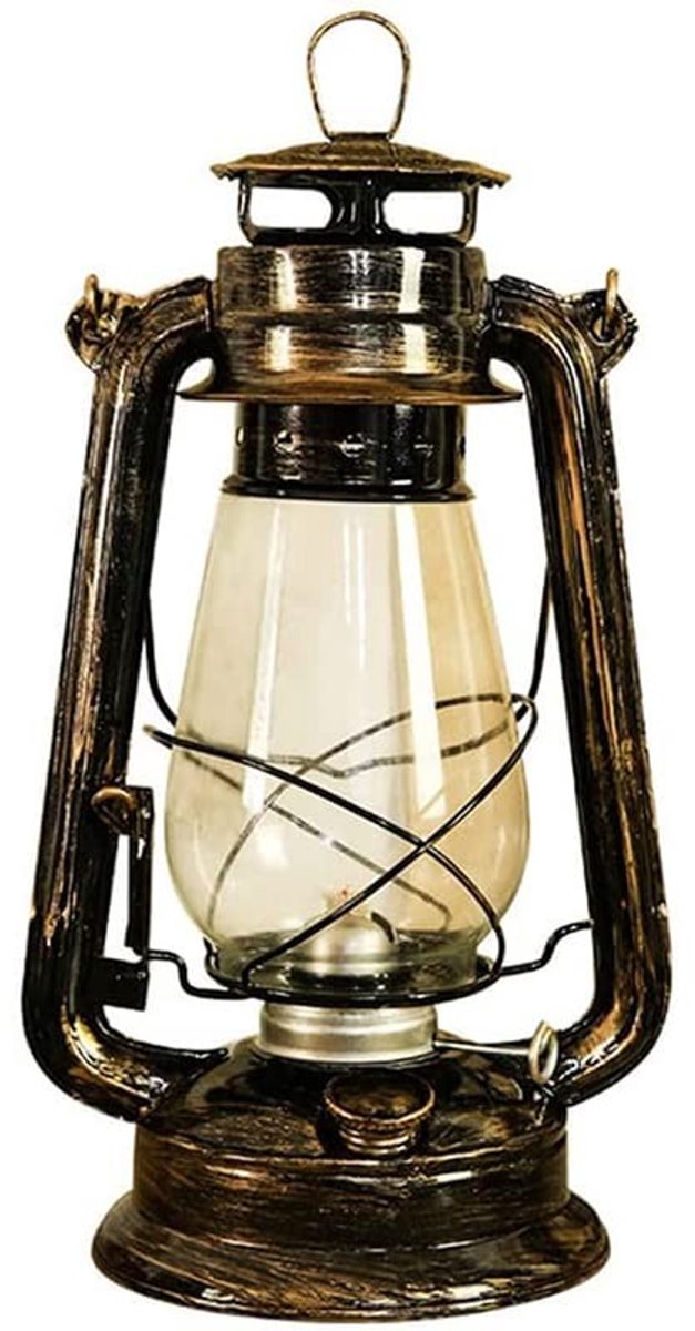 Allecto - Stormlantaarn 30cm - Retro Kerosine Lamp voor Thuis, Tuin en Camping - Bronzen Afwerking