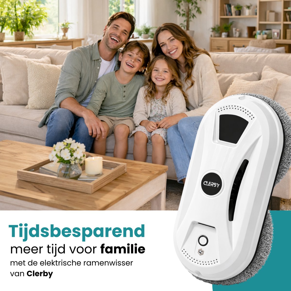 Clerby - Robot Ruitenreiniger - Incl. 10x Wasbare Microvezeldoeken thumbnail 2