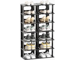 HAIXIN Shoe Rack for Hallway 14 Tier 48.5 x 26 x 86 cm Black Shoe Storage for Cabinet Narrow Storage Unit for Entrance Shoe Racks Storage for Living Room Plastic Shoe Cabinet Wardrobe Shelves
