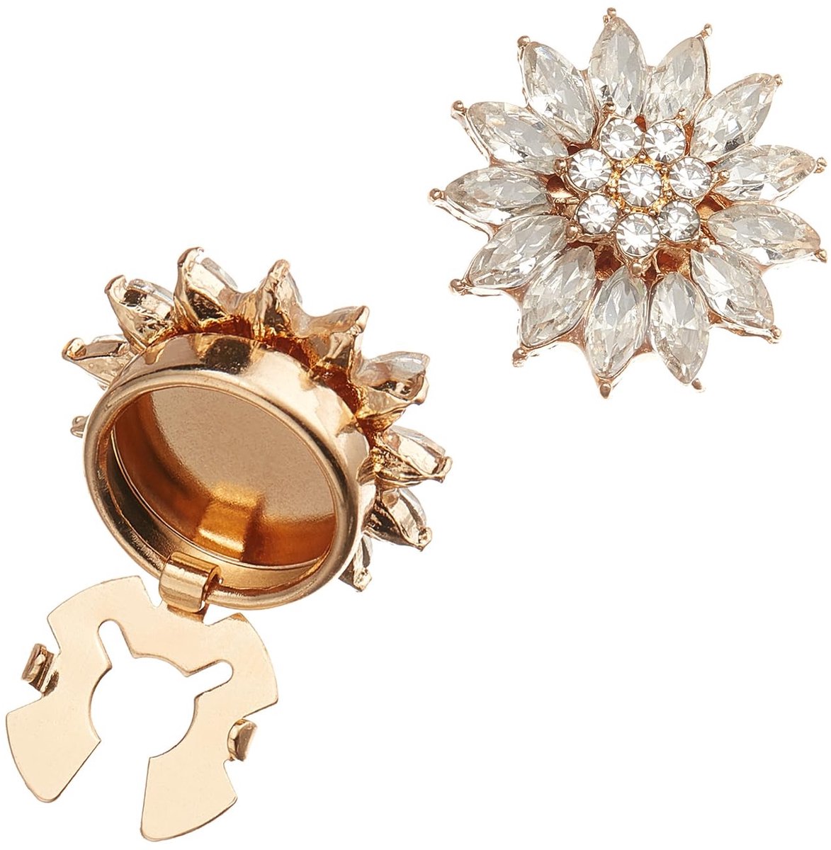 NICENEEDED Kristallen Riemknopen - 2 Stuks Champagne Kleurige Decoratieve Knopcovers