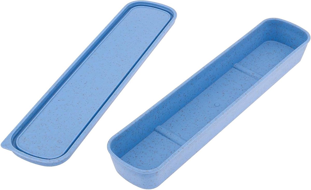 Draagbare Bestekdoos voor Reizen - Tableware Opbergdoos voor Bestekset, Compact en Handig, 9.86x2.4 inch (Blauw)