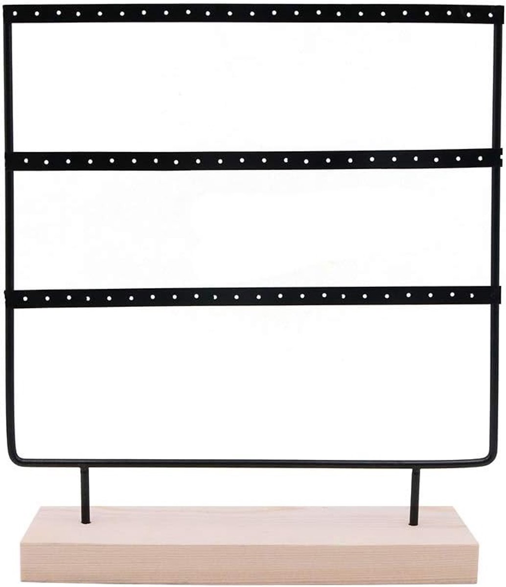 Drie-laags displaystand voor kleine huishoudelijke artikelen, trouwaccessoires en decoratie - 60 gaten (zwart)