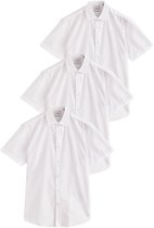 Next - Heren - Slim Fit - Verpakking van 3 eenvoudig te strijken, nette overhemden met korte mouwen - Wit
