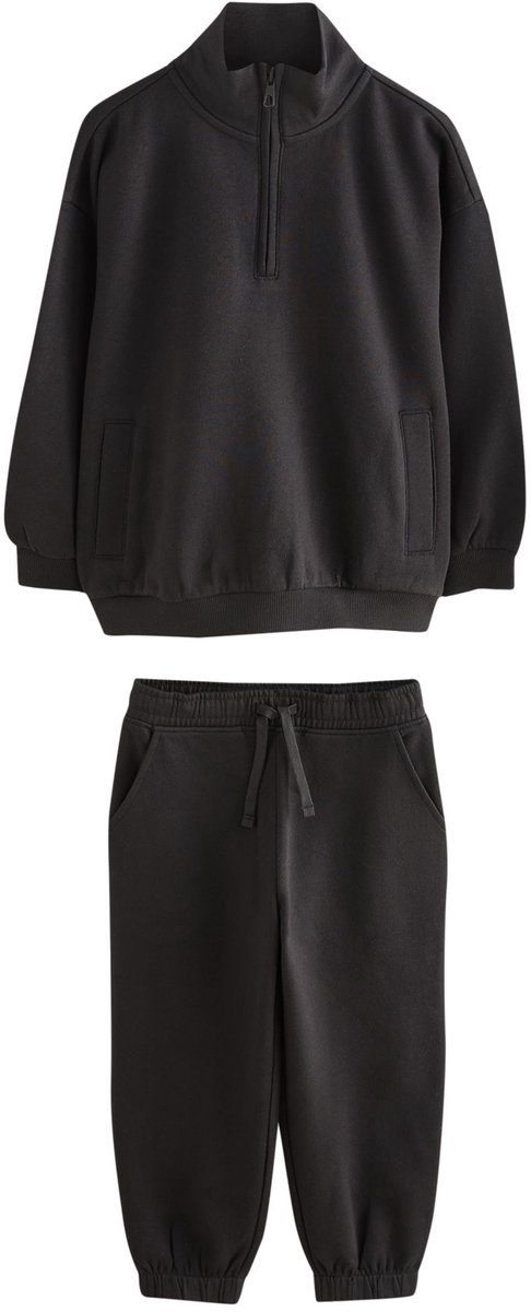 Next - Meisjes - Set met sweater met trechterkraag en joggingbroek met hoog katoenpercentage - Zwart