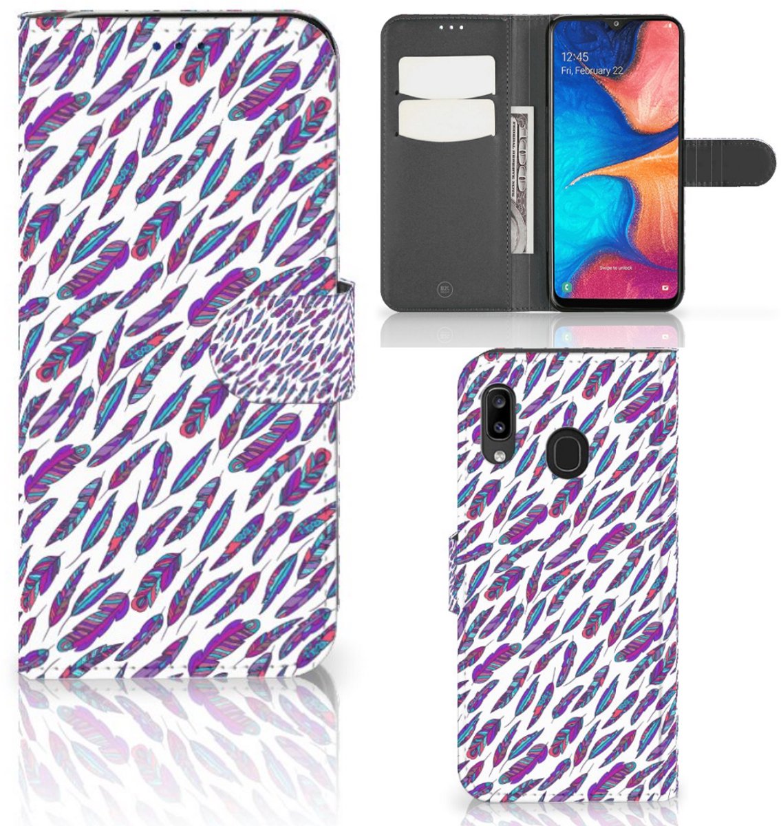 Samsung Galaxy A30 Telefoon Hoesje Feathers Color