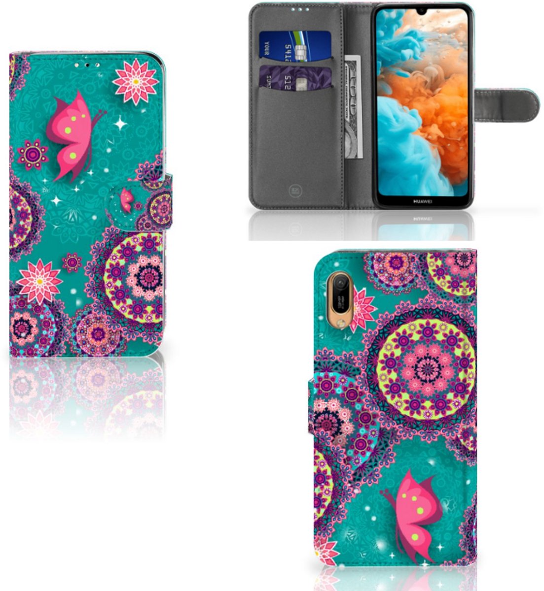 Huawei Y6 (2019) Hoesje Cirkels en Vlinders