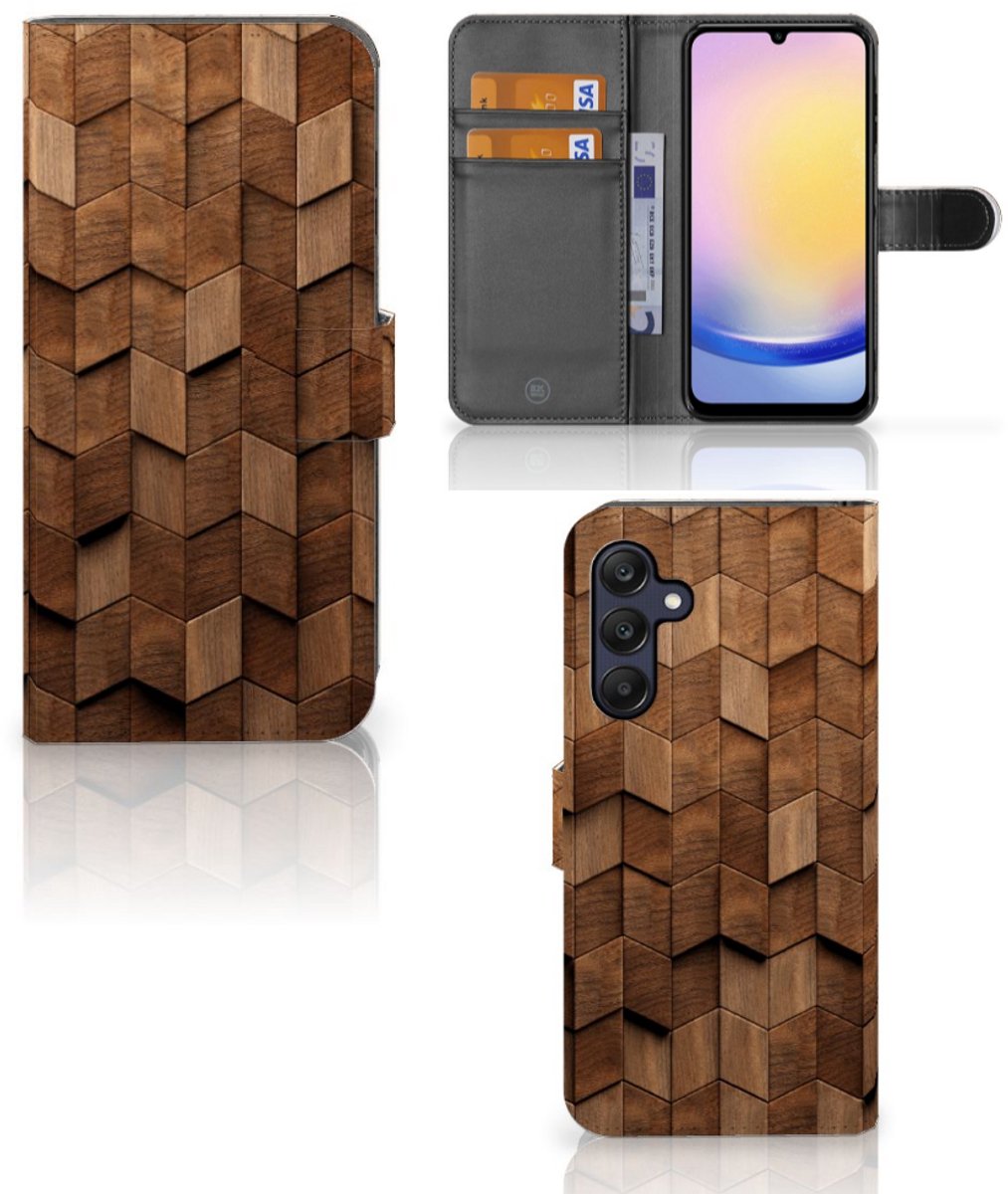 Book Style Case voor Samsung Galaxy A25 Wooden Cubes