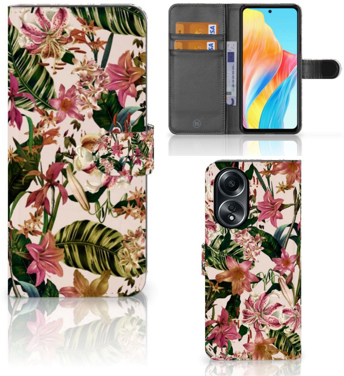 OPPO A58 4G Hoesje Flowers