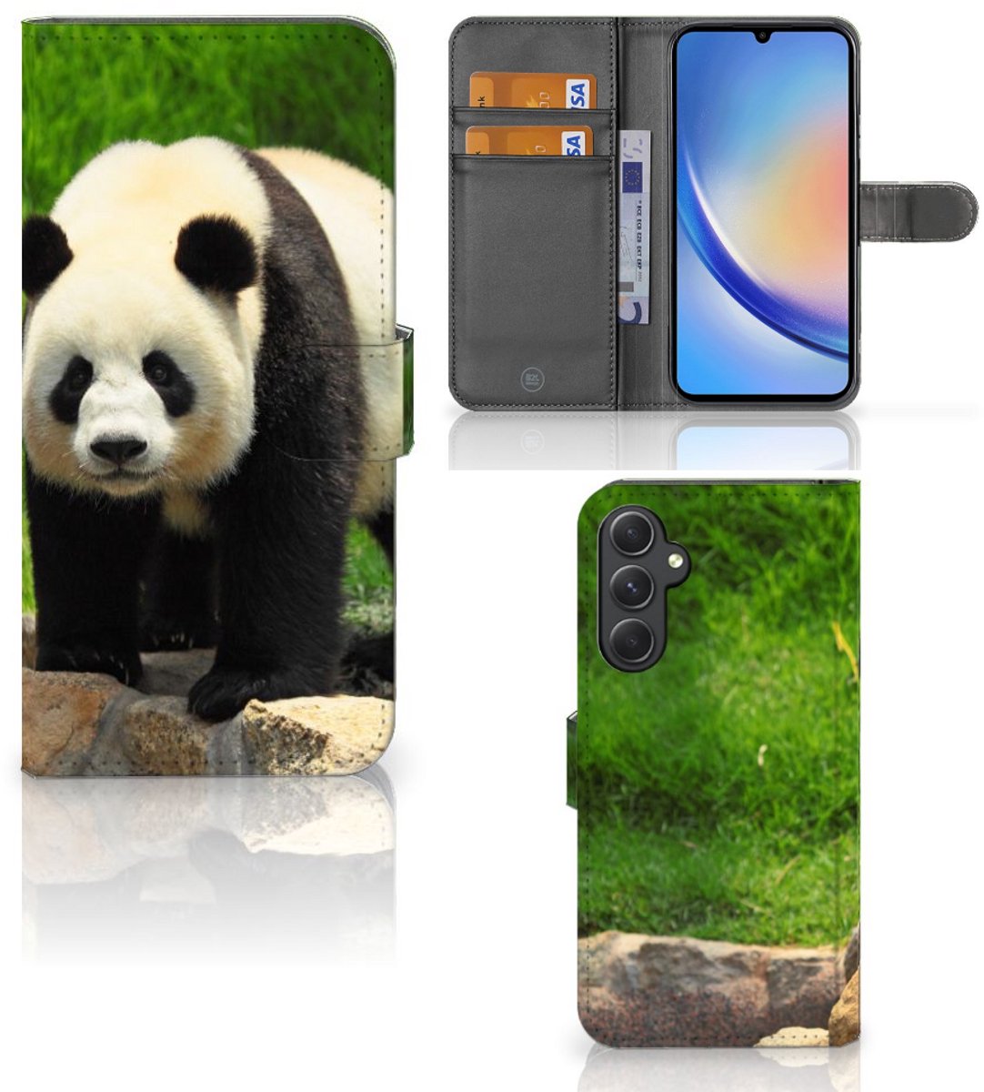 Samsung Galaxy A24 4G Telefoonhoesje met Pasjes Panda