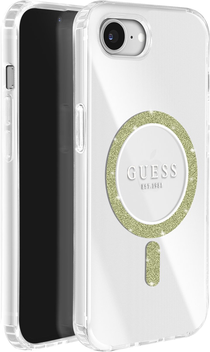 GUESS, MagSafe Hoesje Geschikt voor Apple iPhone 17e IML Glitter Circle Schokbestendige Serie, Transparant