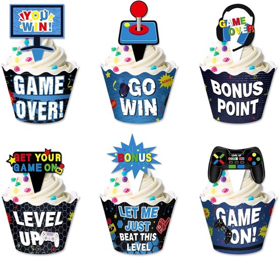 48 pieces video games - gaming - decoratie - cupcake decoratie